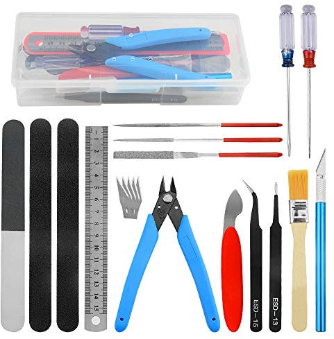 BGTXINGI 20pcs Modeler Basic Tools Craft Set Gundam Model Toolkit avec boîte en Plastique pour l'assemblage de modèles de Voitures Hobby modélisme réparation et Fixation Bricolage Craft Kit