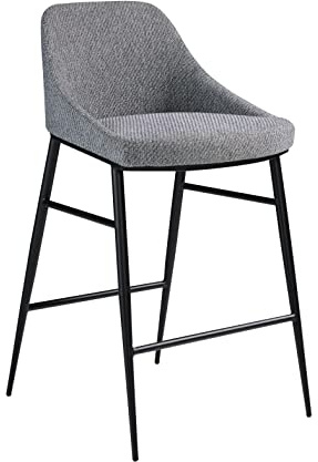 Angel Cerdá - Küchenhocker, gepolstert mit grauem Stoff, modernes Design, Beine aus schwarzem Epoxidstahl, robust und vielseitig, 49 x 53 x 90 cm