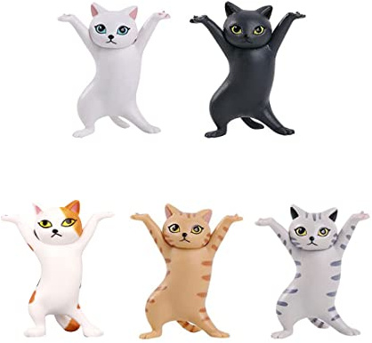 LIUJZZJ 5 Stück Katzen Stifthalter Tanzende Funny Cat Holder Figuren Halter ​Katzenstiftehalter Für Büro Haus Dekoration