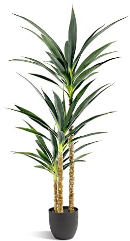 Waoops Künstlicher Baum, künstliche Agavenpflanze mit 3 Köpfen in Kunststofftopf, künstlicher Baum für Heimdekoration, Innen- oder Außenbereich, Bürodekoration, Einweihungsgeschenk, 1,2 m, 1 Packung
