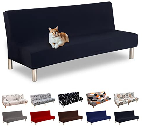 Lydevo Housse de Canapé sans Accoudoir 3 Places Housse de Canapé Clic Clac Extensible Universel Lavable Couverture de Canapé pour Canapé-lit Ajustable Housse Protection pour Canapé,Le Noir