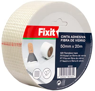 Nastro adesivo in fibra di vetro per incollaggio di giunti, nastro adesivo per giunti, rotolo nastro di vetro, nastro in fibra di vetro per riparazione e sigillatura di pareti (50 mm x 20 m)