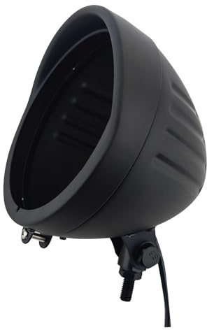 BOSYCY 5.75 Motorcycle Headlight Housing Visor Bucket - Heavy Duty Billet Headlamp Shell Bottom Mount, 5 3/4 Inch Motor-bike Light Replacement t Universal Fit Harley Chopper Bobber - Black