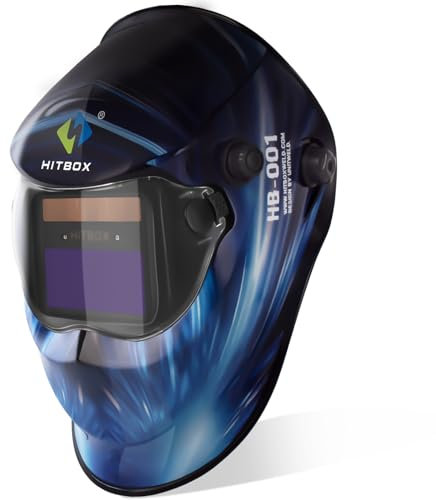 HITBOX Auto Darkening Welding Helmet Solar Powered Welding Hood with Adjustable Wide Shade Range 4/9-13 for Mig Tig Arc Welder(Ocean)