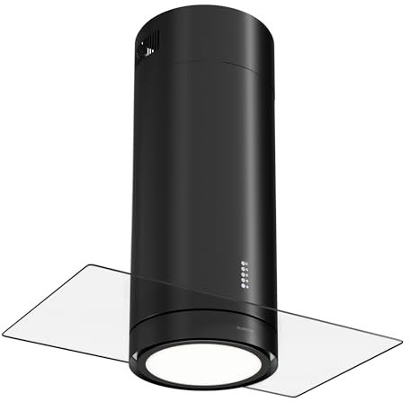 Klarstein Cappa Isola Sospesa per Cucina, LED, Flusso d'Aria 544 m³/h, Design a Candelabro, Filtri Antigrasso e Carboni Attivi, Sottopensile