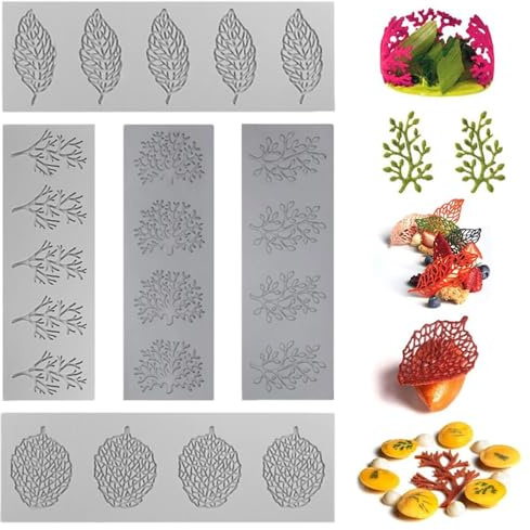 yotutun 5 Stück Blätter Silikonform 3D Silikonformen DIY Kuchendekorationen Fondant Silikonform Spitzenform Backen für Kuchen Deko Form Geburtstag Babyparty