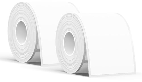 SUPVAN T50M Series Label Maker Tape, 50mm × 80mm, 2 Rolls, Black on White | 100 Labels/Roll, Laminated Waterproof & Oilproof, Strong Adhesive, Auto Detect, Durable for Small Business, Home, School