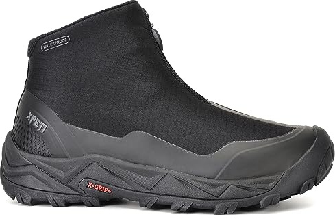 XPETI Mens Hiking Boots Waterproof Slip on Hikers for Men Outdoor Winter Camping Shoes Zipper Black Size 11