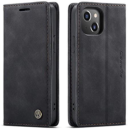 Phernykas Handyhülle für iPhone 13 mini Hülle, Premium Leder Klapphülle Flip Case mit Standfunktion und Kartenfach Handytasche Hülle für iPhone 13 mini Wallet Case Stoßfeste Schutzhülle, Schwarz