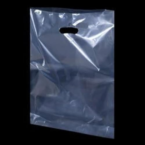 Clear Plastic Carrier Bags - 38cm x 46cm + 7cm - (1 BOX - 100 BAGS)