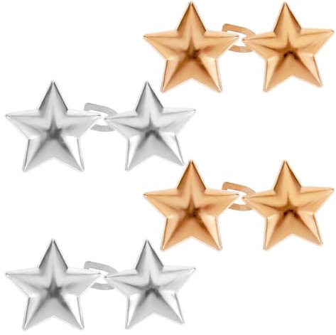 Prasacco 4 Paar Sterne Hosenbund Enger Machen, Hosen Enger Machen Clip Ohne Nähen Knöpfe Hosen Enger Machen Wiederverwendbar Verstellbaren Taillenverstellclip für Lose Jeans Hosen Röcke (Gold, Silber)
