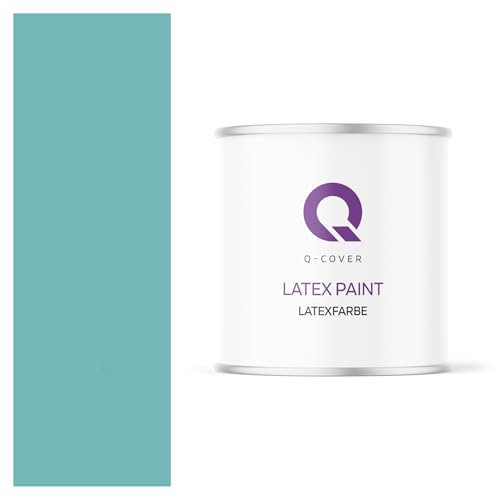 Q-COVER Latexfarbe 2L Türkis – Matte Innenfarbe für Wand & Decke, Klasse 3, Hohe Deckkraft, Scheuerfest