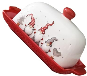 LALADEFIEE Butterdose Weihnachtlicher Küchenbutterhalter Keramik mit Deckel für Butteraufbewahrung und Käseservieren für Zuhause und Restaurant