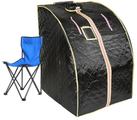 XUANYU Sauna Infrarouge à Sec Portable et Pliable, Sauna Chauffant à Sec avec 36 Tourmaline, Chaise Pliable et Télécommande, Personne Sauna Infrarouge pour Maison, 80 * 70 * 98 cm Noir