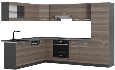 Vicco Eckküche R-Line, Edelgrau/Anthrazit, 287 x 227 cm