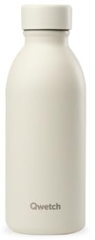 Qwetch ICON – Thermosflasche 500ml Edelstahl Sand – Kompakte BPA-freie Trinkflasche – Isolierflasche für Kaffee, Tee & Wasser – Auslaufsicher, Nachhaltig, Design & Sport