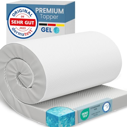 ELONEO Gel Topper 90x200cm, cubrecolchón de Espuma viscoelástica con Gel de 8 cm de Altura, Funda Transpirable de Malla 3D, cómodo cubrecolchón con Fundas en Las Esquinas