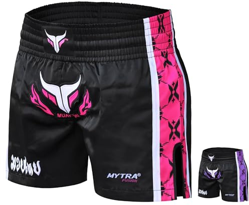 Mytra Fusion Muay Thai Shorts Ladies Slim Fit Short Length Cage Fighting Shorts Women MMA Kick Boxing Short for Training Grappling and Martial Arts
