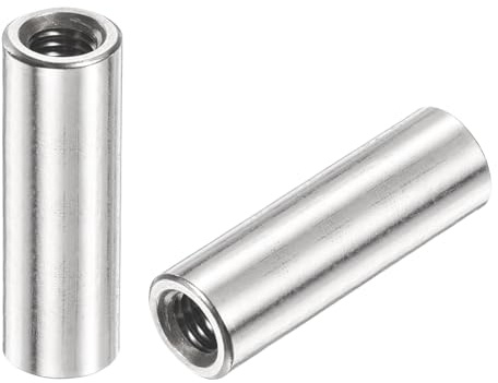 sourcing map M5 runde Verbindungsmuttern, 304 Edelstahl, 25 mm Länge, Hülsenstange, Bolzenmutter für Halterung, M5 x 25 x 8 mm, 12 Stück