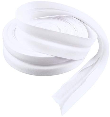 CABODYALS 20 m 25mm Weißes Schrägband Gewebtes Stoffband Doppelt Gefaltet Weiche Baumwollbindung Säumen Quilten Nahtbänder Zum Nähen Herstellen von Heimkleidung Kissen Steppdecken Bastelbedarf
