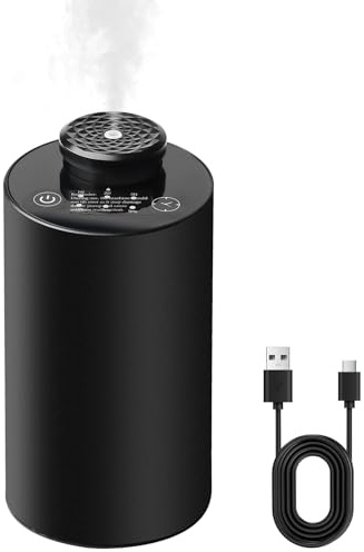 Wasserloser Diffusor für ätherische Öle: Aroma Diffuser für ätherische Öle, Batteriebetriebener Duftöldiffusoren, Kabellos, Schwarze Aluminiumlegierung für Schlafzimmer, Büro, Spa (Schwarz)