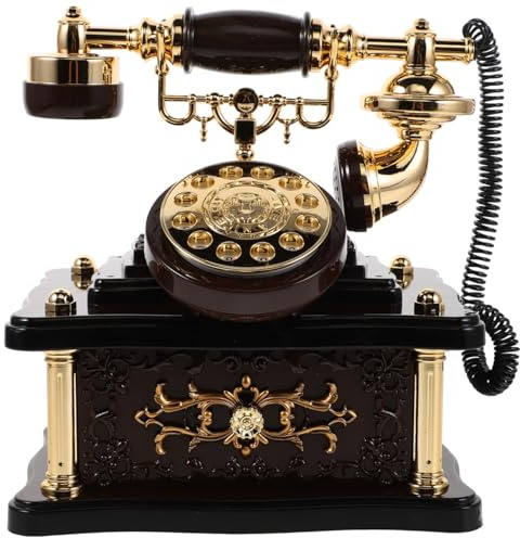 Amosfun Vintage Telefon Spieluhr Retro Drehwahl Telefonfigurine Altmodisches Festnetztelefon Deko Schreibtisch Ornament FüR Wohnzimmer Eingangsbereich 8.66X7.87X5.51In