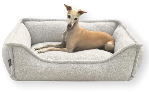 4L Textil Kuscheliges Hundebett aus Bouclé Leo Premium-LINE orthopädisches Hundekörbchen Hundekissen für kleine Hunde flauschig Hundesofa mit Memory Foam(Dunkelbeige,60x40 cm)