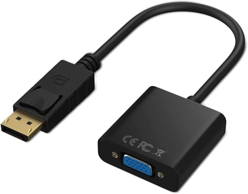 ISTARCOMPUTER Adaptador DisplayPort a VGA - Convertidor DP macho a VGA hembra Full HD 1080p, Plug & Play para PC, monitor y proyector