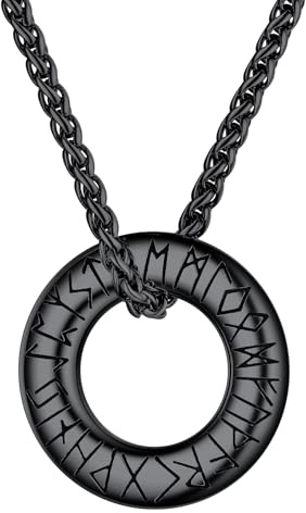 Richsteel Lederkette Herren Damen Wikinger kette für Herren Damen Edelstahl Halskette mit Mobius Rund/Unendlichkeit Runen Anhänger Lederhalsband verstellbar Wikinger Schmuck Geschenke
