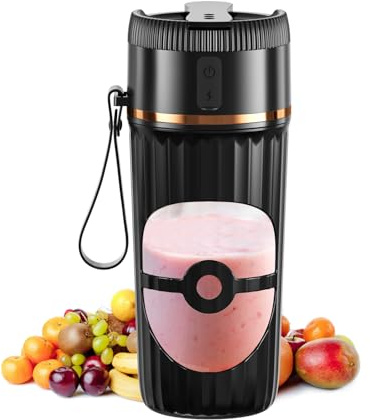 Blender portable, rechargeable par USB-C, mini blender de 400 ml, 60 W, blender personnel pour smoothies, jus, purées pour bébé, milkshakes, sans fil pour une utilisation à la maison et en extérieur