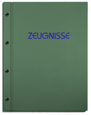 Zeugnismappe handgefertigt in grüner Lederoptik mit Prägung | für Zeugnisse in DIN A4 - inkl. 12 Sichthüllen - handgefertigte Prägung in vielen Farbvarianten