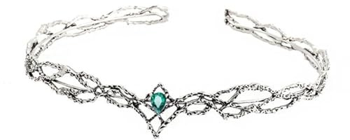 HYFEUOKF Tocados de corona de elfos, accesorios for el cabello de novia con circonita en forma de gota de agua, diadema Unisex, accesorios de joyería(Silver Green)