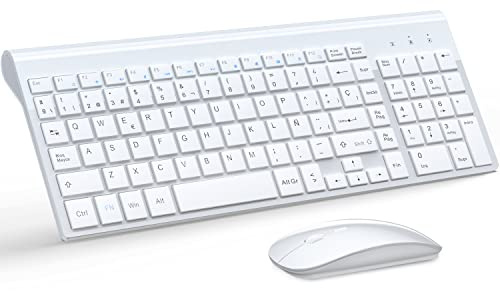 TopMate Pack Teclado y Raton Inalámbricos Ultra Delgado - Blanco