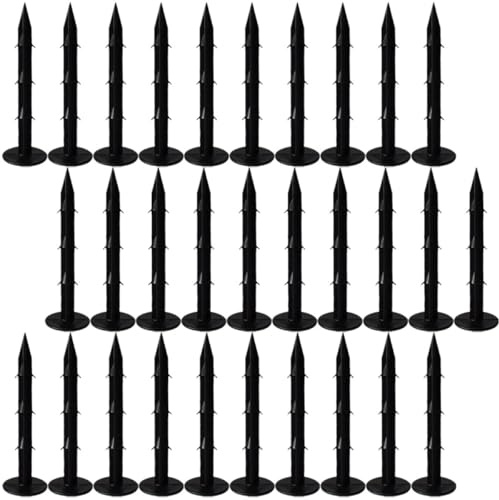 CALLARON Clavos para Césped de Plástico Negro 100 Unidades 16 CM para Fijación de Redes de Sombra en Jardín y Huerto