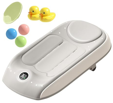Bathtub Backrest – PP TPE 57 x 28 x 17 cm | Kids Bath Seat With Temperature Sensing and Three Level Height | Bath Support för hemresor Hotel Beach Shower Använd