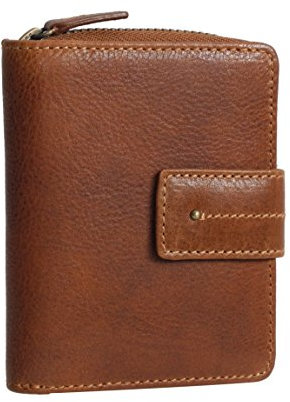 Branco Leder - kleine und sehr feine Mini Leder Damen Geldbörse, Portemonnaie, Ladys Wallet mit Kartenfächern verfügbar - präsentiert von ZMOKA® (Cognac)