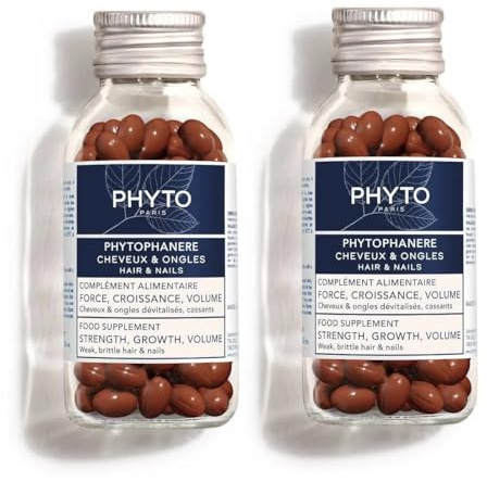 PHYTO 2x120 Capsules Phytophanere Natural Hair Loss, Nail & Skin Supplement for Men & Women Biotin & Vitamin B6 Enriched, Antioxidant-Rich Carrot & Vitamin E, Energy & Tissue Formation, 4-Month Supply