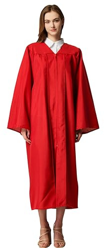 MyGradDay Unisex Matte choir robes for church Baptism Officiant Confirmation Costume,Graduation Gown Pastor &judges robe, Red, 42