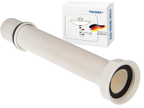 Tecuro White Plastic Polypropylene Tube 200 mm with Union Nut for Washbasin or Traps