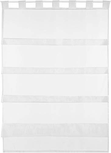 Bestlivings weiße Bistrogardine Transparent mit Schlaufen in 80x110 cm (BxL), in vielen Varianten erhältlich