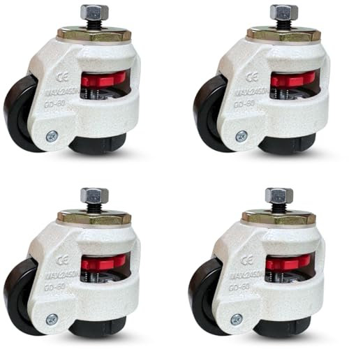 CasterHQ Wheel Master Lenkrollen, einziehbar, für Nivelliermaschine, 4 Stück – 2.400 lbs pro Set – Gewindeschaft Version – 12 mm Schrauben/Hardware im Lieferumfang enthalten