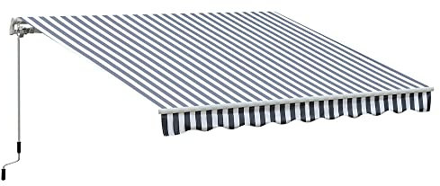 Outsunny - Tenda da Sole con Braccia articolate, Protezione Solare, manovella per Balcone, Alluminio, Grigio + Bianco, 2,95 x 2,5 m