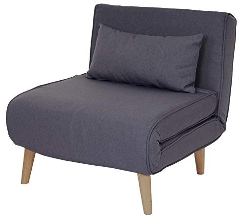 Mendler Schlafsessel HWC-D35, Schlafsofa Funktionssessel Klappsessel Relaxsessel Jugendsessel Sessel, Stoff/Textil - dunkelgrau