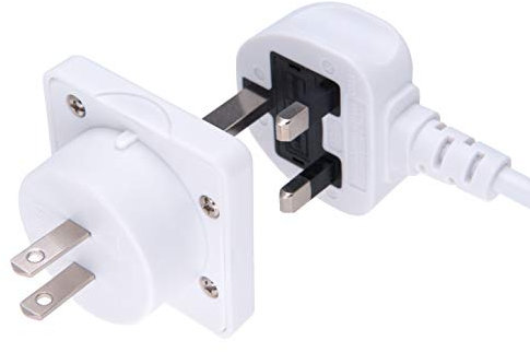 UK para US Adaptador Inglaterra Americano de 3 Clavijas a 13 amperios Enchufe de 2 Clavijas Tipo G a Tipo A B | International Universal USA Recorrido | para teléfono móvil Tablet Laptop | 1 x Blanco