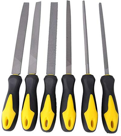 Lot de 6 Limes à Limes et à Gazon pour Bois et métal, Lime Plate 200mm, Lime Triangulaire 200mm, Lime Demi-Ronde 200mm, Lime 200mm, Lime Ronde 200mm, Lime carrée 200mm