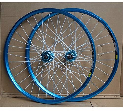 LHHL Fahrradrad 24 Zoll Doppelwandige Felgen BMX Fahrradradsatz Scheibenbremse QR 8-10 Geschwindigkeit Kassettennaben 32H (Color : B-Blue)