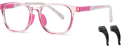 Musivon Kinderbrille Ohne Sehstärke Blaulichtfilter Brille Kinder für Mädchen Junge mit Gläsern 4.13 Jahre Rosa