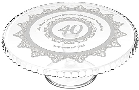 Maverton Kuchenplatte mit Gravur - personalisiert - Tortenständer mit Fuß - Geschenkidee für Hobbybäckerin & Naschkatze - Geburtstagsgeschenk für Paare - Ornament