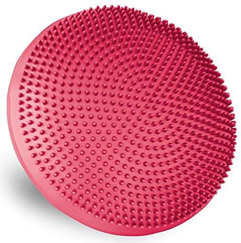 MAXXIVA® Ballsitzkissen Fitness Ø 33 cm mit Noppen Pumpe Fitness-Zubehör Fitness-Training Yoga Gymnastik Pilates Physiotherapie Luft-Kissen (Rot)