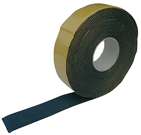 Saukalt Klimatechnik Isolierband Gewebeverstärkt und selbstklebend aus Neopren, schwarz, 10 m lang, 50mm breit, 3mm dick, UVA-Beständig für Kältemittelleitung Kupferrohre